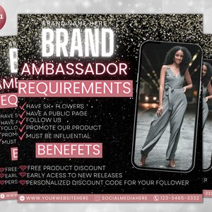 Brand Template for Brand Ambassador Flyer for Hair Nails and Makeup Flyer Brand Ambassador Template Brand Ambassador Wanted Canva Template