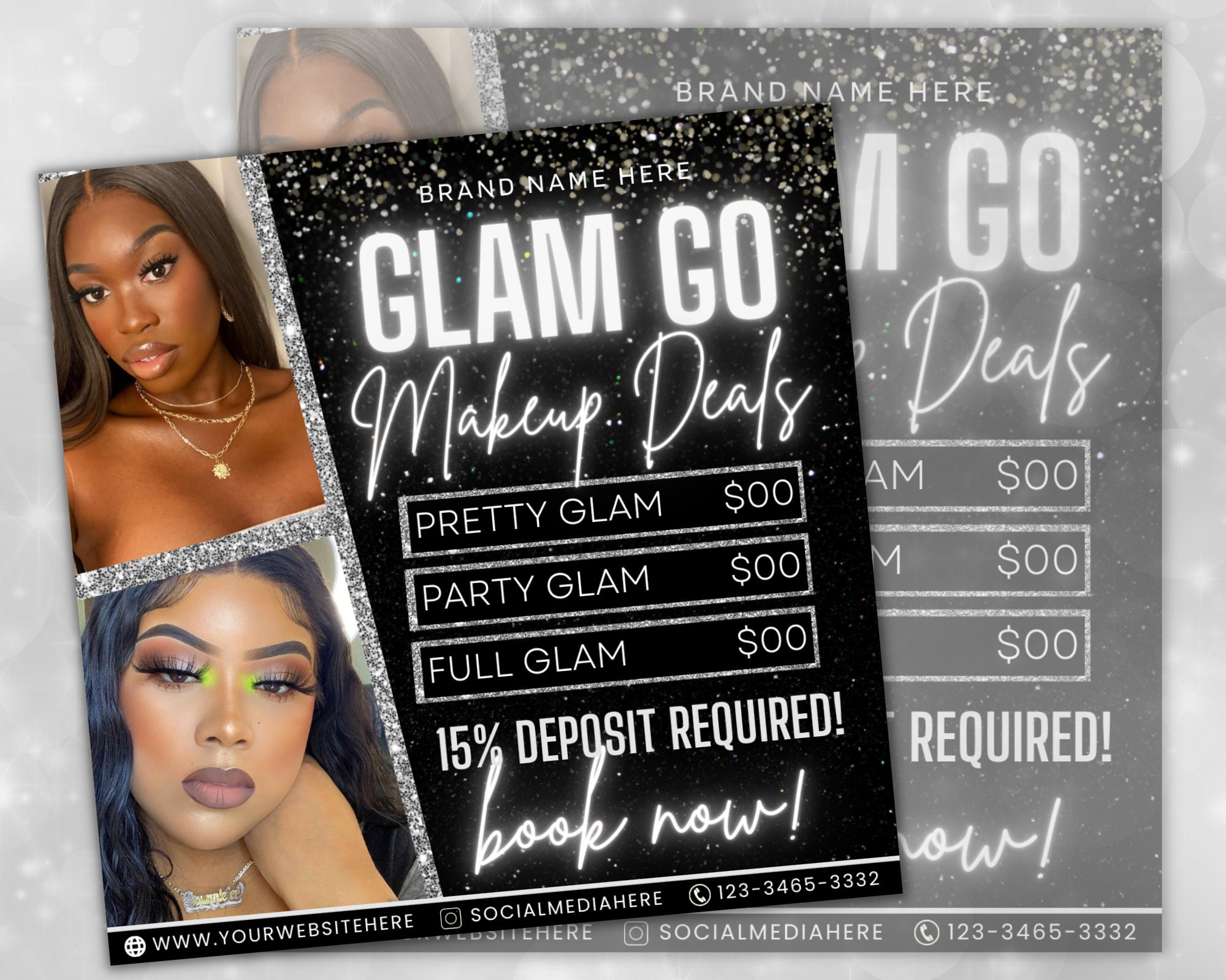 Editable Glam Go Makeup Special Deals Template, Custom Makeup Pricing ...
