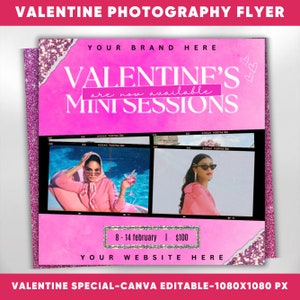Valentines Photography Flyer, Valentine&#39;s Mini Session Flyer, Photography Flyer, Valentines Flyer, Photography Template, Photography Booking