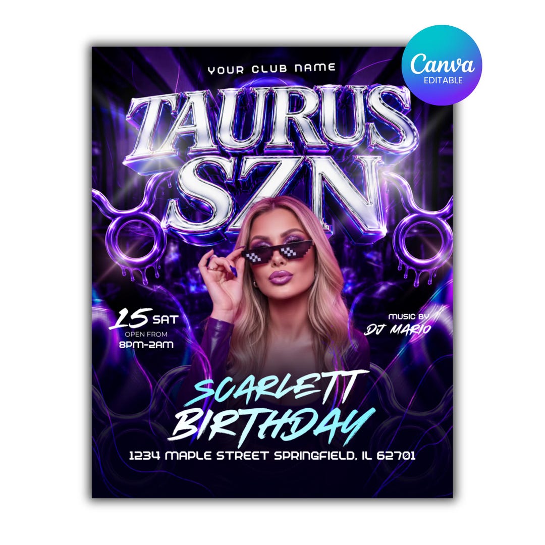 Taurus Season Party Flyer, Birthday Szn Flyer, Taurus Invitation Flyer ...