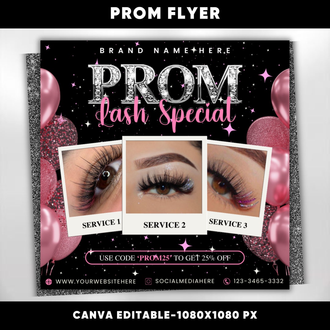 Prom Lash Flyer, Lash Special Flyer, Prom Flyer, Prom Makeup Flyer, DIY ...