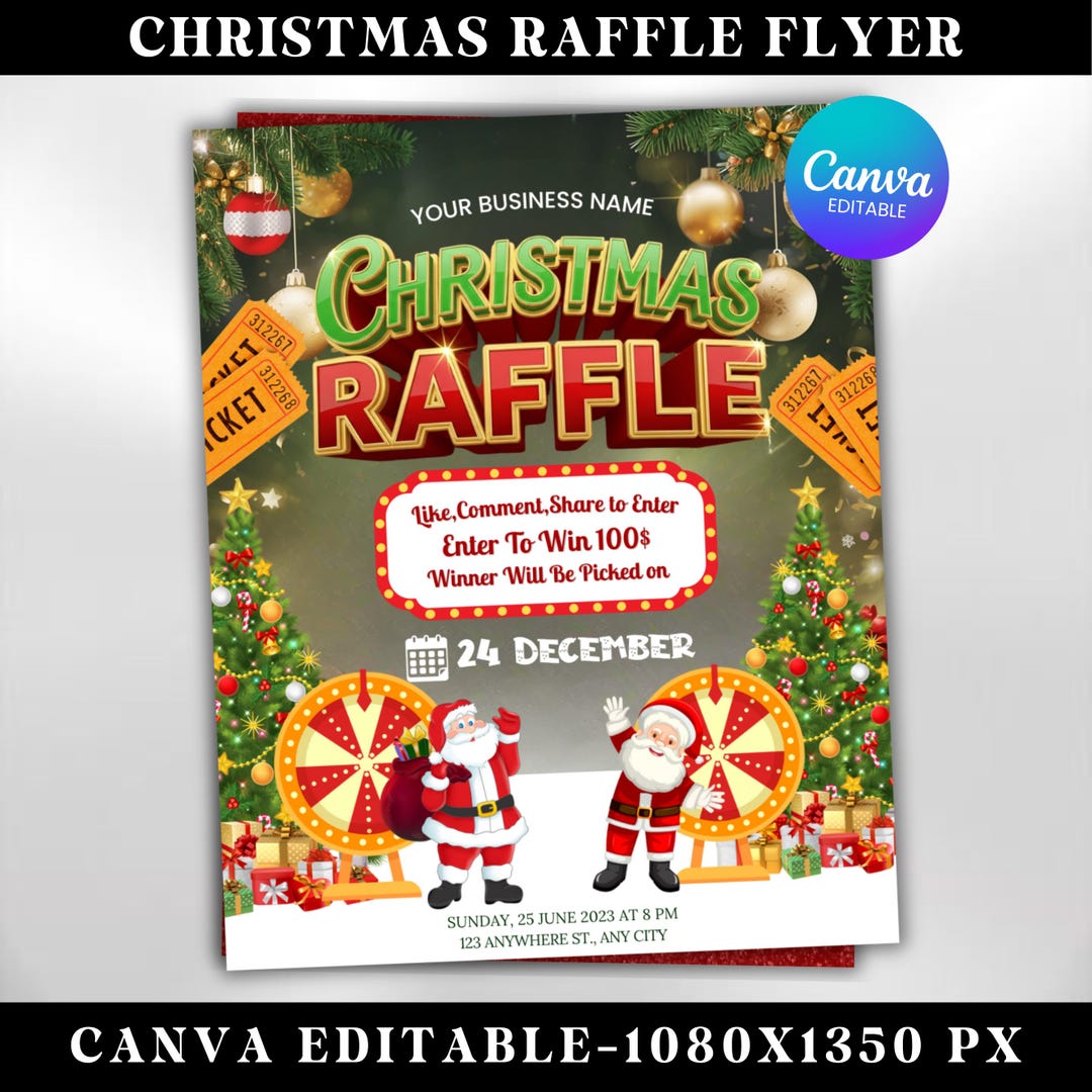 Festive Christmas Raffle Giveaway Flyer - DIY Holiday Flyer for Your ...