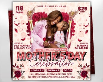 Mother's Day Party Flyer, Mother's Day Special Flyer, Celebration Flyer, Mommy Brunch Flyer, Mother's day dinner, Editable Canva Template