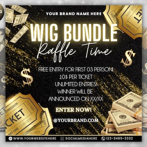 Raffle Flyer Template | DIY Business Branding Giveaway Ticket Contest Boutiques Hair Lashes Nail Salon Makeup Lash Premade Editable Canva