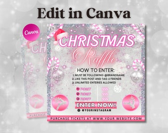 Christmas Raffle Flyer, Christmas Flyer, DIY Flyer Design Template, Giveaway Flyer, Social Media Flyer, Premade Business Flyer