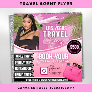 Travel Agent Flyer, DIY E-Flyer Template, Travel Flyer, Vacation Flyer, Travel Agency, Social Media Flyer, Canva Editable, Instant Download