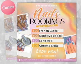 Nail Flyer, Nail Special Flyer, Nail Salon Bookings Flyer, Nail Tech Flyer, August Special Nails Flyer, Appointment Flyer, Bookings Flyer