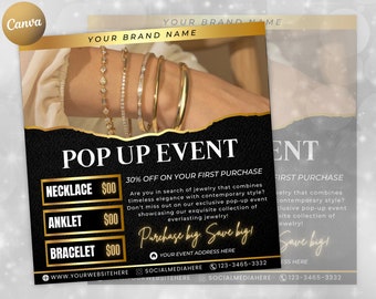 Permanent Jewelry Pop Up, Permanent Jewelry Flyer,  Editable Instagram Post, Permanent Jewelry Marketing, Canva Flyer, Instant Download