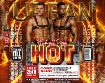 Urban Club Party Flyer, Adult DJ Nightclub Party Flyer, Mega DJ Music Event Flyer, HotBoys Canva Editable Friday Urban Party Flyer Template