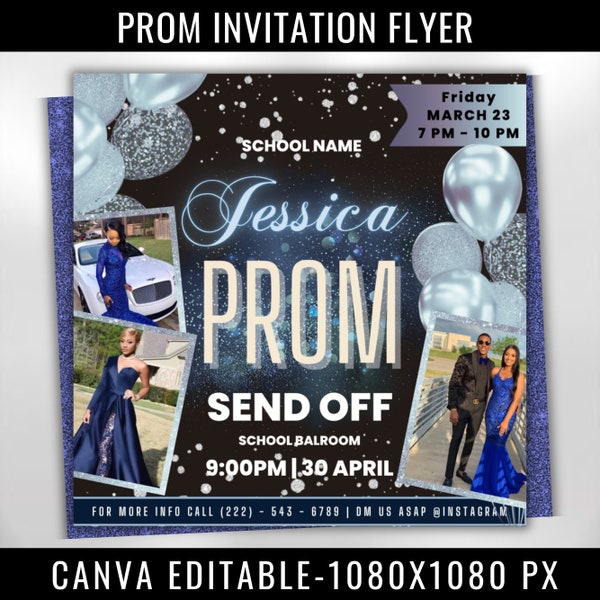 Prom Invitation Flyer, Prom Event Flyer, Prom Invitation, Prom Event Poster, Prom Party Invite, Prom Celebration, Party Flyer Template, Prom