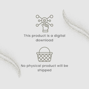 May include: A digital download graphic with the text "This product is a digital download" and "No physical product will be shipped". The image includes line art of a hand touching a network and a basket.