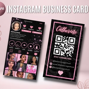 Instagram Business Card 2023, DIY Canva Business Card Template Design, QR code Business Card, Influencer Cards, Influencer Cards, Editable