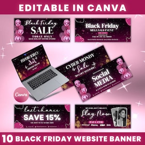 Black Friday Web Banner, Shopify Banner, Black Friday Business Banner, Website Banner, Pre-made Website Design, Web Banner Canva Template