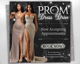 Prom Dress Flyer, Silver Prom Dress Flyer, Prom Flyer, Prom dress Sale flyer, Prom Fashion Flyer, Prom Party Celebration Flyer Canva