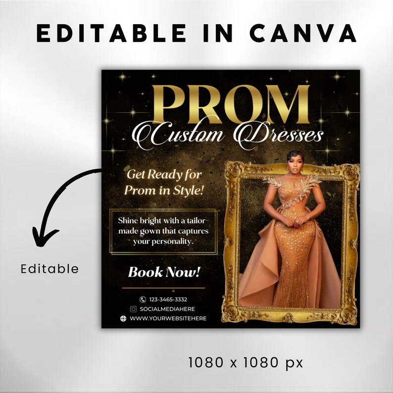 Prom Dress Flyer, Gold Prom Dress Flyer, Prom Flyer, Prom Dress Sale ...