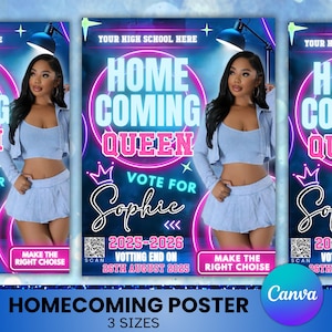 Editable Homecoming Queen Poster, Homecoming Poster, Homecoming Campaign, Class Treasurer, Class President, Canva Editable Template