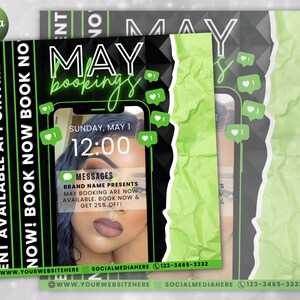 May Bookings Flyer, May Bookings Available, May Appointment Flyer, Spring Flyer, Hair, Nails, Makeup, Lashes