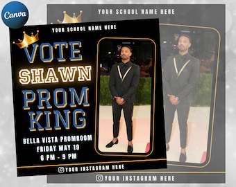 Vote Homecoming King Flyer, Prom Flyer, Vote For Me, Homecoming Campaign Flyer, 2025 Election Flyer, Voting Flyer, Class President Campaign