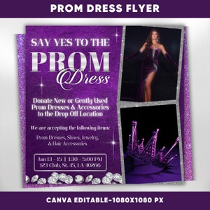 Flyer galajurk, paarse galajurkflyer, galaflyer, sale-flyer galajurk, mode-flyer gala, flyer viering galabal Canva