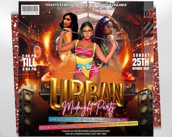 Urban Club Party Flyer, Adult DJ Nightclub Party Flyer, Mega DJ Music Event Flyer, HotGirls Canva Editable Friday Urban Party Flyer Template