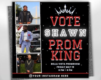 Vote For Prom King Flyer, Prom Send Off Flyer, Prom Invitation Flyer, Prom Flyer, Graduation Flyer, Prom king Flyer, Canva Template