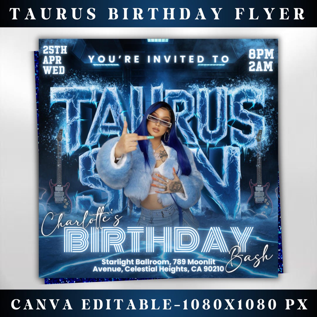 Taurus Season Party Flyer, Birthday Szn Flyer, Taurus Invitation Flyer ...
