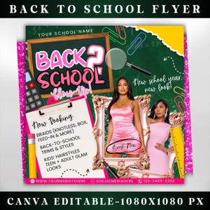 Back To School Flyer, Back to school sale flyer, Back to school Hair flyer, DIY canva template, Back 2 School Flyer, Braid Special Flyer