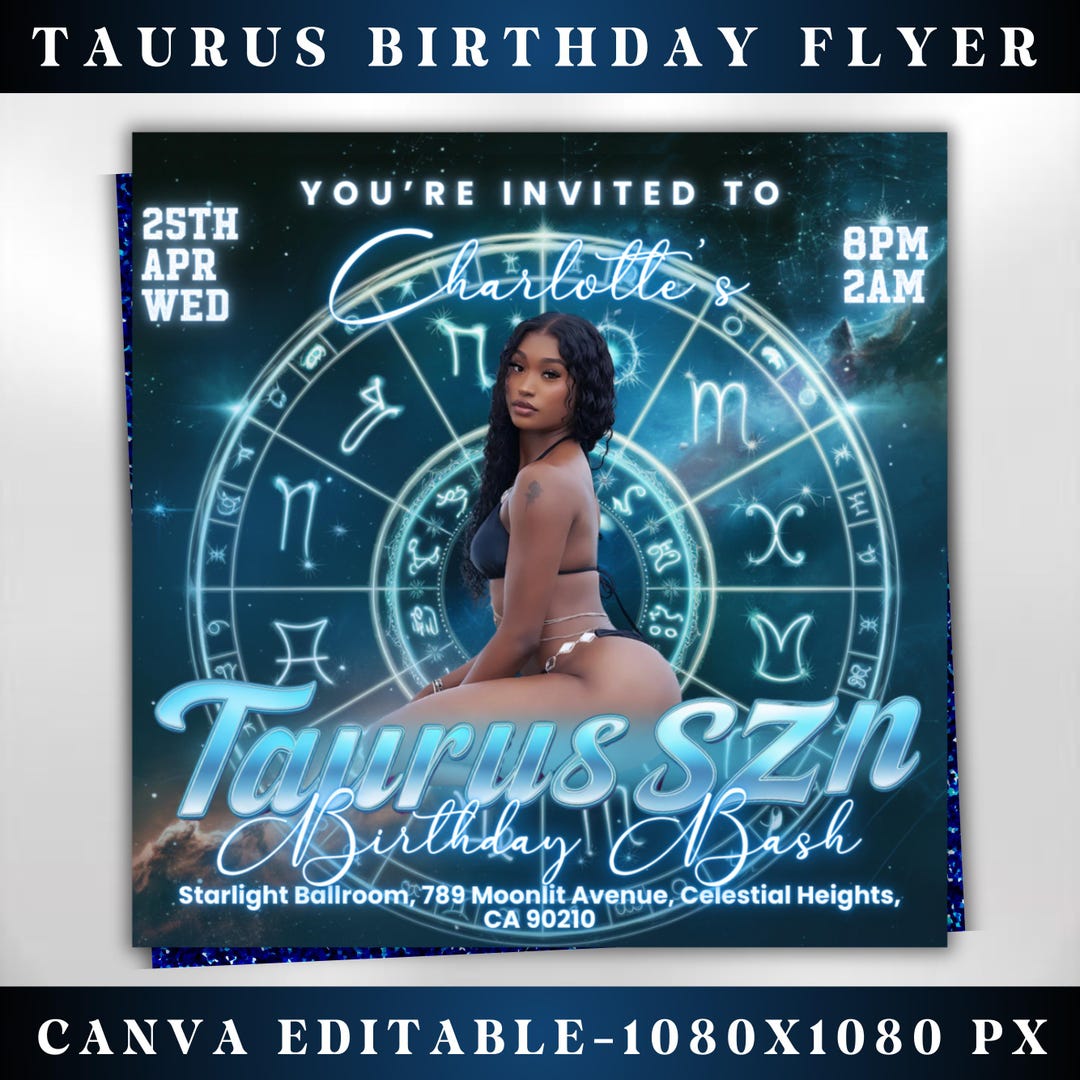 Taurus Season Party Flyer, Birthday Szn Flyer, Taurus Invitation Flyer ...