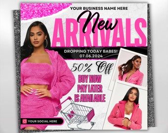 New Arrivals Flyer, Clothing Flyer, Boutique Sale Flyer, New Collection Flyer, Premade Fashion Flyer, Social Media Canva Editable Template