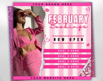 February Booking Flyer, Valentines Day Hair Flyer, Valentines Day Flyer, Hair Flyer, Hair Booking Flyer, Valentines Day Sale Flyer, February