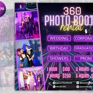 360 Photo Booth Flyer, Photo Booth Social Media Beiträge, Event Fotografie Party, Photo Booth Instagram, Canva Template