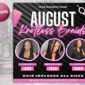 August Bookings Flyer, August Bookings Available, Hair Flyer, August Appointment Flyer, August Calendar Flyer, Makeup, Booking Flyer