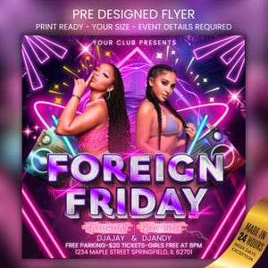 Foreign Friday Party Flyer, DJ Nightclub Party Flyer, Adult Party Flyer, Custom party Flyer Design, Premade Social Media Flyer