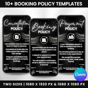 Lash Tech booking Policy Instagram Template Terms And Conditions Template, Payment refund Cancellation Policy, Booking Policy Canva Template