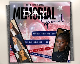 Memorial Day Booking Flyer, Memorial Day Special Sale Flyer, Book Now Appointments, May Booking Flyer, Editable Canva Template