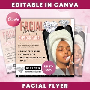 Facial Specials Flyer DIY Canva Template Facial Treatment Flyer Book Now Flyer Spa Flyer Esthetician Flyer New Client Flash Sale Template