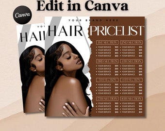 Editable Hair Price List Flyer, Hair Price List Template, DIY Beauty Salon Braids Hair Stylist Price List, Price List Flyer, Booking Flyer