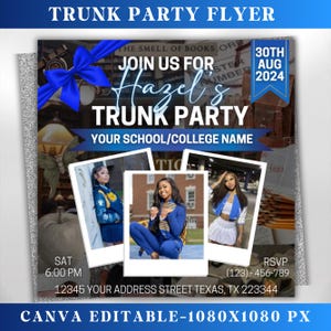 Trunk Party Flyer, Graduation Party Invitation, College Send Off Invitation, Social Media Flyer, Editable Canva Template, Instant Download