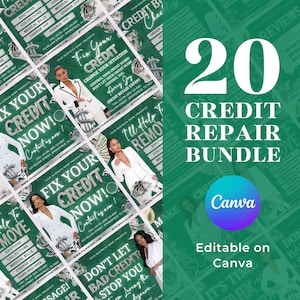 Credit Repair Bundle, Credit Repair Instagram Templates, Credit Repair Flyers, Credit repair posts, Credit Template, Canva Editable Template