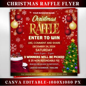 Christmas Raffle Giveaway Flyer, DIY Holiday Flyer, Giveaway Flyer, DIY ...