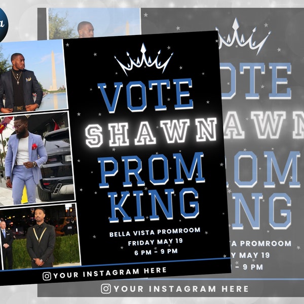 Vote Homecoming King - Class Campaign Flyer - High School Homecoming - Homecoming Prince Vote - Homecoming King Flyer - Social Media Flyer