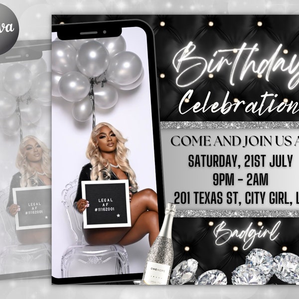 Happy Birthday Flyer, Editable Birthday Flyer, Birthday Girl Invitation, Birthday Invite Template, Birthday Party, Birthday Dinner