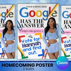 Homecoming Queen Poster, Google Knows Best, Vote For Queen, Homecoming Campaign, Class Treasurer, Class President, Canva Editable Template