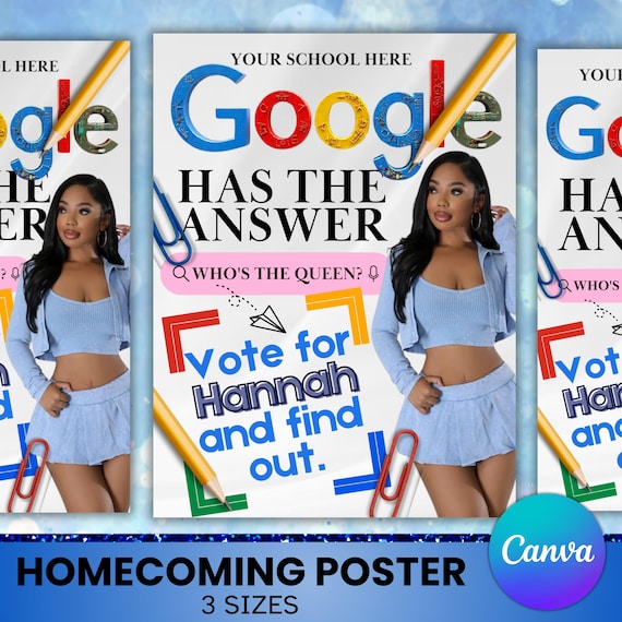 Homecoming Queen Poster, Google Knows Best, Vote For Queen, Homecoming Campaign, Class Treasurer, Class President, Canva Editable Template