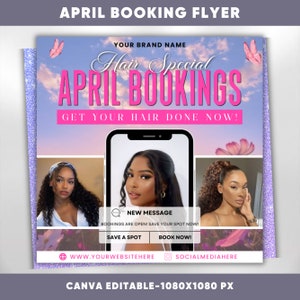 April Hairstylist Flyer, Hair Salon Flyer, Hair Flyer, Book Now Flyer, Booking Flyer, Hair Sale Flyer, Hair Bookings Flyer, flash sale flyer