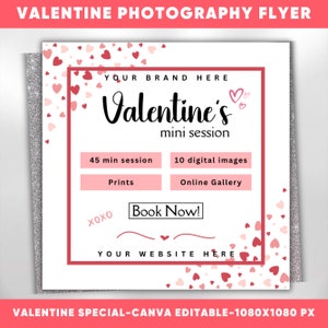 Valentines Photography Flyer, Valentine&#39;s Mini Session Flyer, Photography Flyer, Valentines Flyer, Photography Template, Photography Booking