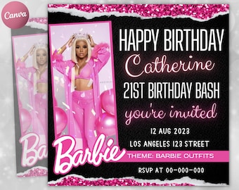 Birthday Celebration Flyer Template Birthday Flyer Girl, Birthday Flyer, | DIY Bday Invitation Hair Lash Nails Editable Canva Flyer