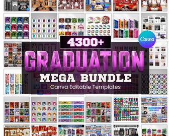 4300+ Graduation Mega Bundle Canva Templates,Class of 2026 Grad Party Bundle,Editable Grad,Decor,Newspaper,Stole,Magazine,Paddle Fan,Banner