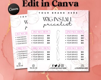 Editable Hair Price List Flyer, Hair Price List Template, DIY Beauty Salon Braids Hair Stylist Price List, Price List Flyer, Booking Flyer