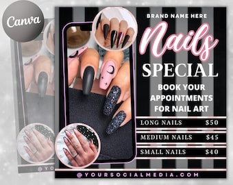 Nail Flyer, Nail Special Flyer, Nail Salon Bookings Flyer, Nail Tech Flyer, August Special Nails Flyer, Appointment Flyer, Bookings Flyer